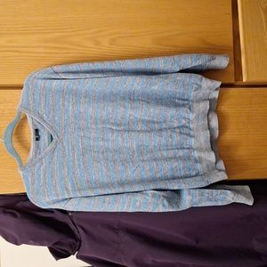 L/XL Blue and gray striped sweater